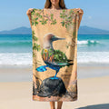 Blue-Footed Booby Floral Beach Towel